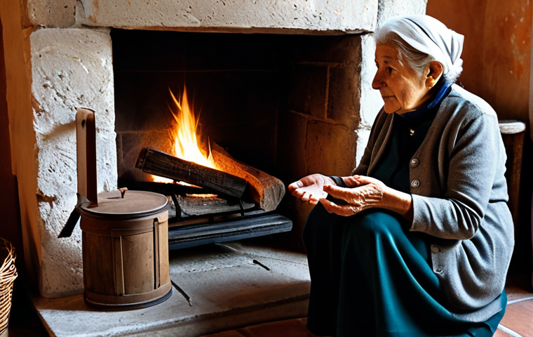 A warm portrait of an elderly Italian nonna, seated comfortably by a rustic, crackling fireplace in a cozy traditional Italian home. She is wearing modest, traditional, and appropriate attire, her hands gently gesturing as she tells a captivating story to a group of fully clothed, attentive children gathered around her. The scene evokes a sense of family-friendly warmth and timeless tradition. Professional photography, high quality, perfect anatomy, correct proportions, natural pose, well-formed hands, proper finger count, natural body proportions, fully clothed, modest clothing, appropriate attire, professional dress, safe for work, appropriate content.