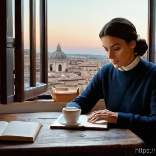 Home 5 내러티브 패턴 변형을 통한 새로운 이야기 창작 - **"Authentic Connection at the Italian Desk"**
A warm, softly lit, high-resolution photograph ca...