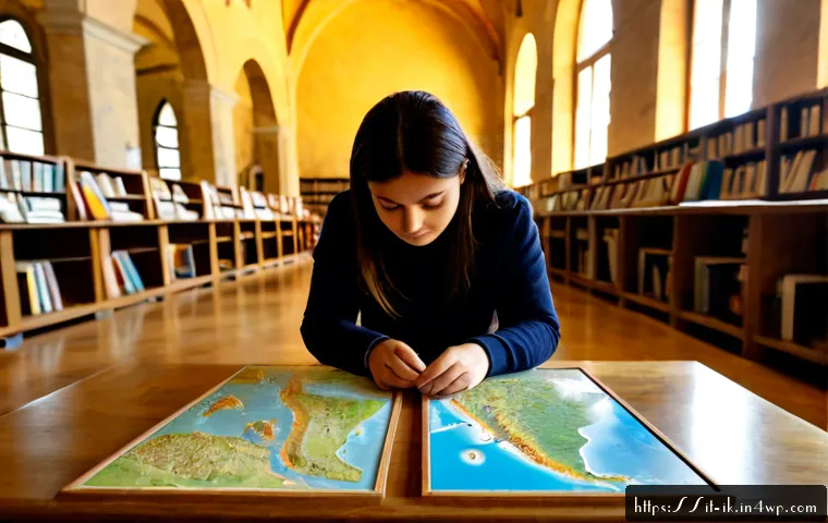Home 13 내러티브 패턴의 다차원적 이해 - Photorealistic Italian university researcher at a sunlit wooden table in a historic library, studyin...